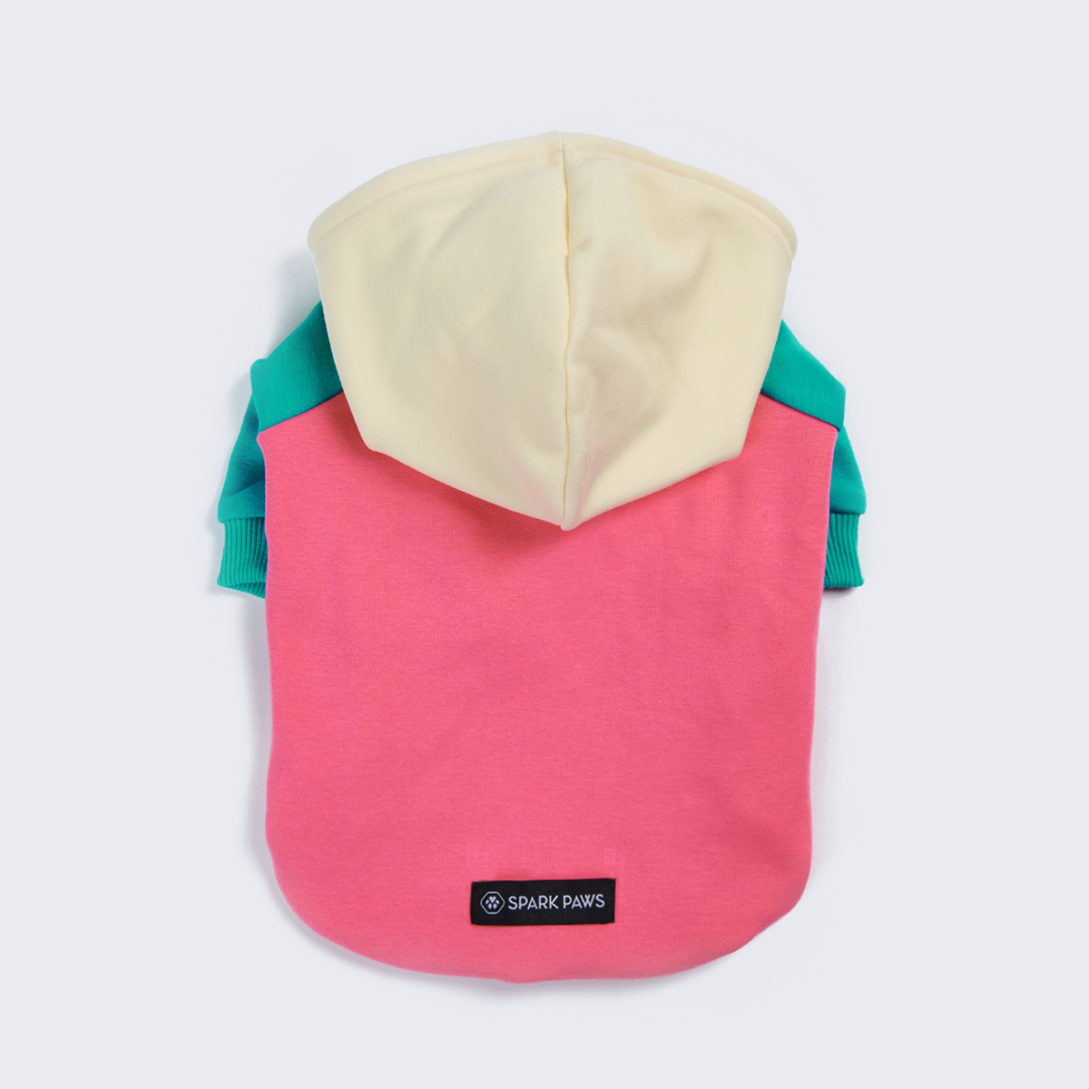 Pink Turquoise Cream Color Block Dog Hoodie - Image 5