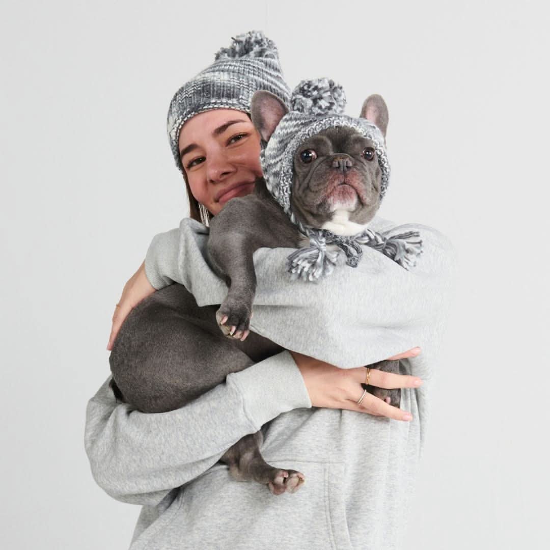 Human Pompom Hat - Salt and Pepper - Image 4