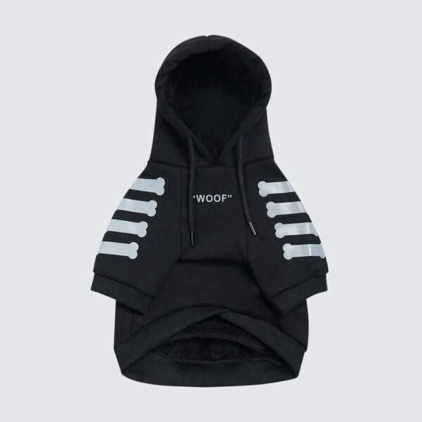 "WOOF" Dog Hoodie - Black & Reflective - Image 5