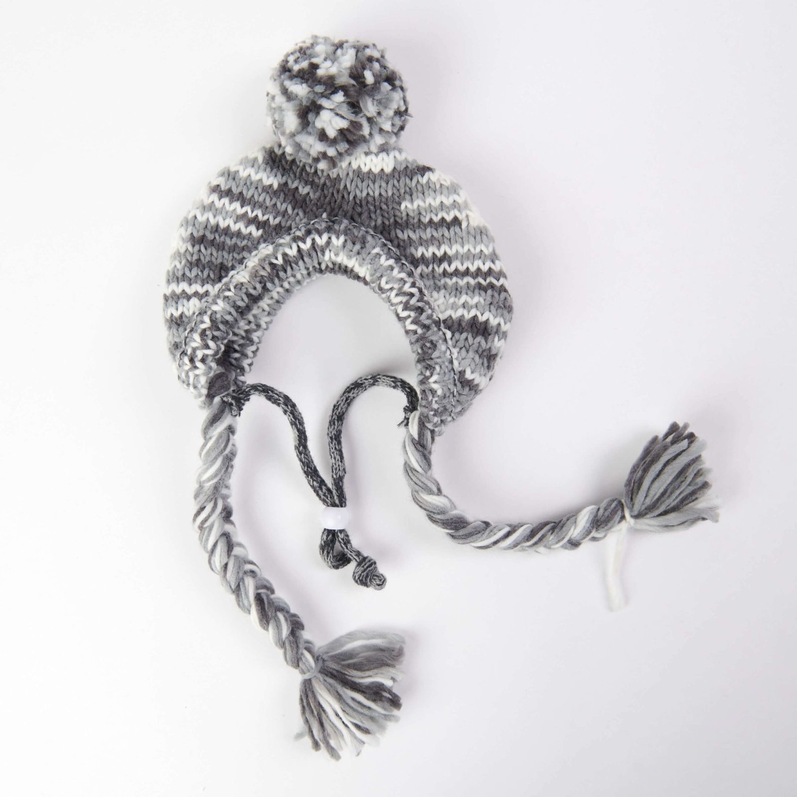 Knit Pom Pom Dog Beanie Hat - Salt and Pepper - Image 3