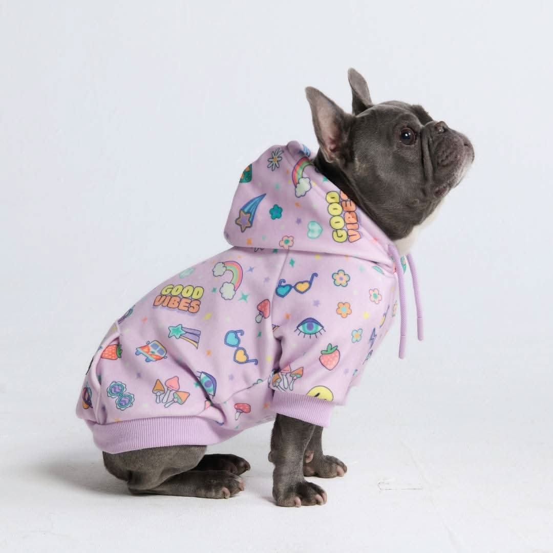 Good Vibes Dog Hoodie - Purple - Image 3