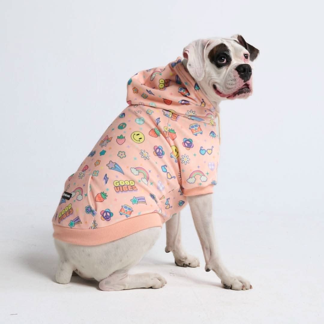 Good Vibes Dog Hoodie - Orange - Image 3