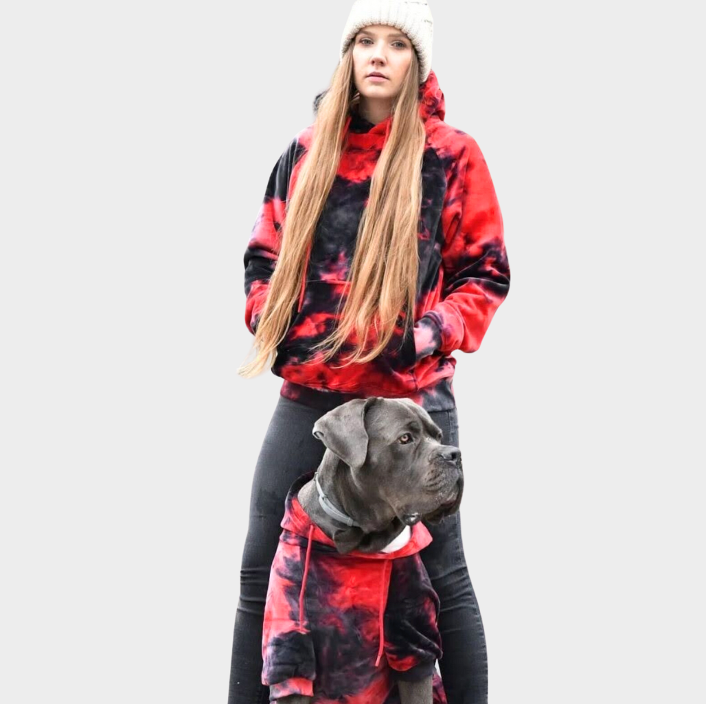 Velvet Dog Hoodie - Red & Black - Image 6