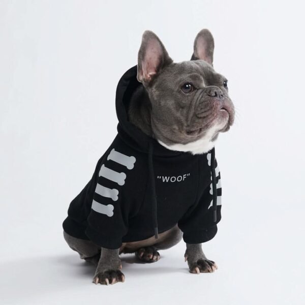 "WOOF" Dog Hoodie - Black & Reflective - Image 2