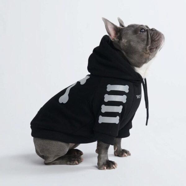 "WOOF" Dog Hoodie - Black & Reflective - Image 3