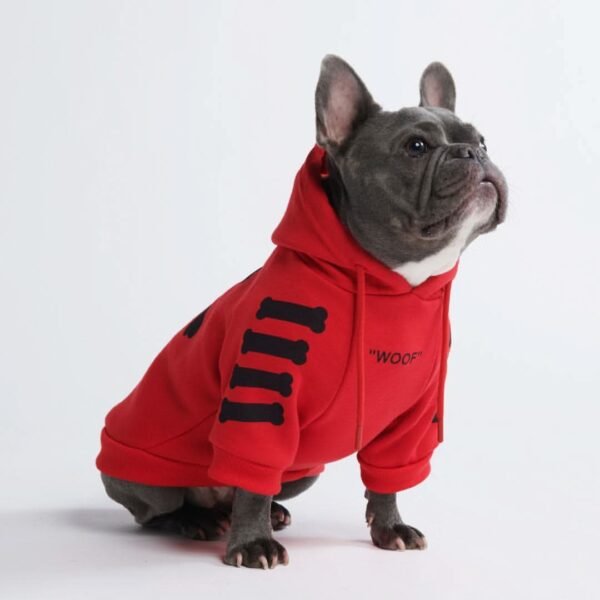 "WOOF" Dog Hoodie - Red (SIZE S & M) - Image 3