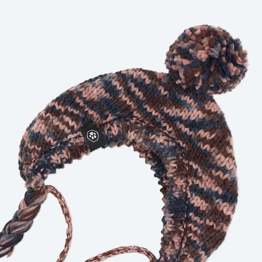 Knit Pom Pom Dog Beanie Hat - Chestnut - Image 3