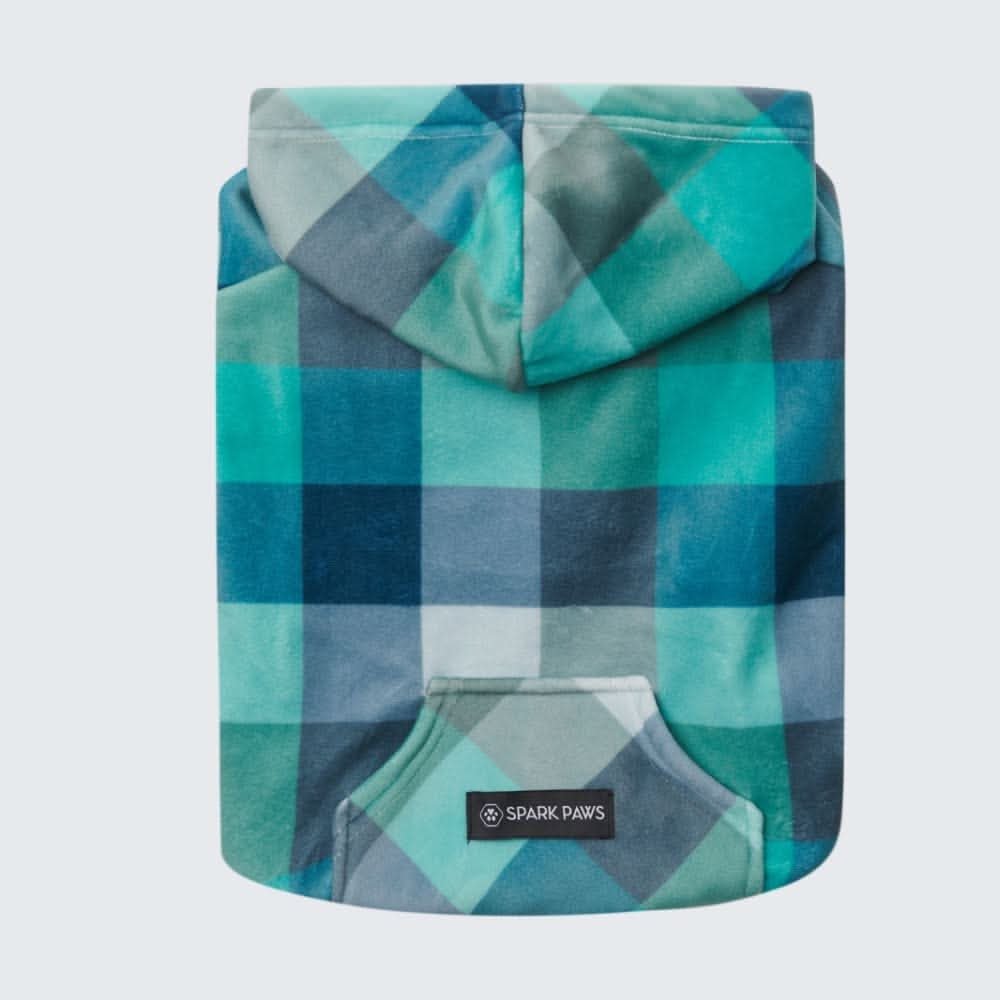 Velvet Dog Hoodie - Turquoise Checkered - Image 2