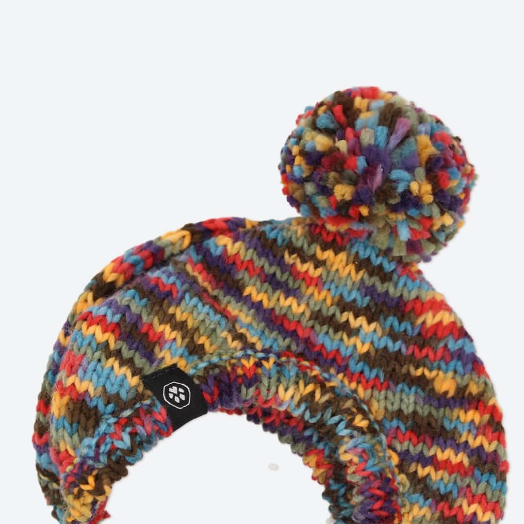 Knit Pom Pom Dog Beanie Hat - Kaleidoscope - Image 4