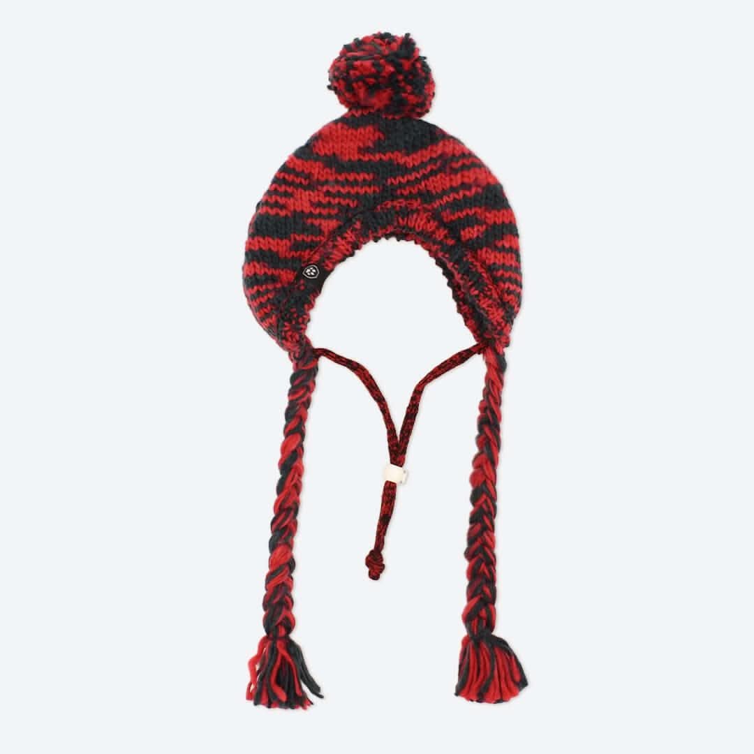 Knit Pom Pom Dog Beanie Hat - Red & Black - Image 3