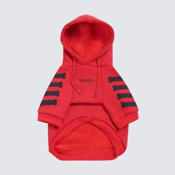 "WOOF" Dog Hoodie - Red (SIZE S & M) - Image 2